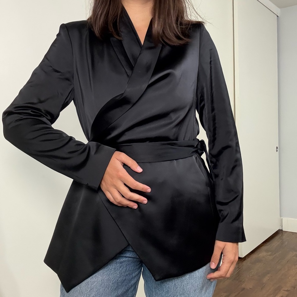 Black satin blouse blazer